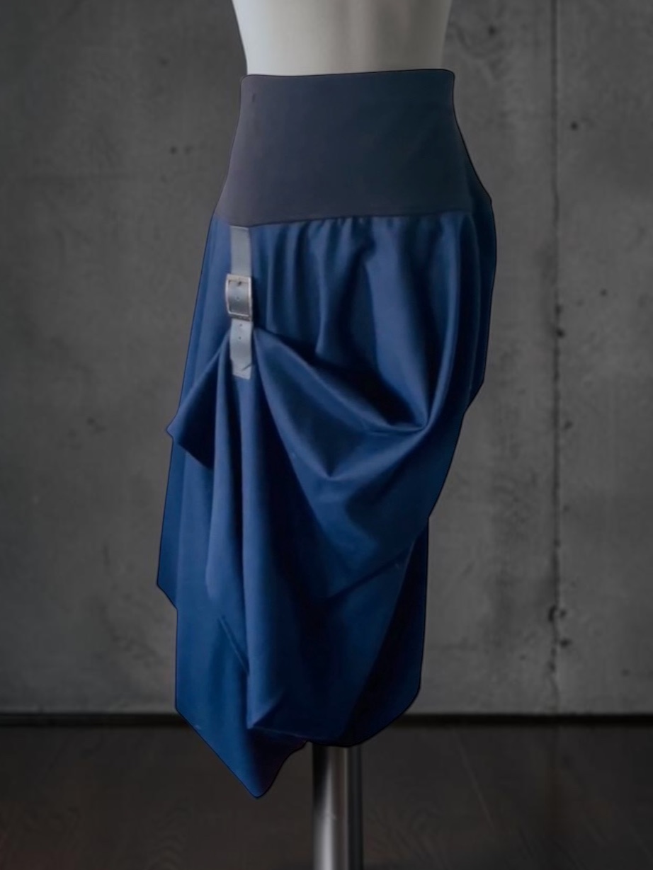 New! Anarkh Blue Asymmetrical Avant Garde Wool Skirt Size Medium
